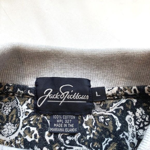 Vintage Jack Nicklaus Polo Shirt Mens L All Over Print Paisley Golf Short Sleeve - Picture 3 of 12